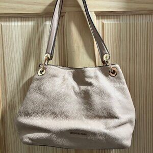 MICHAEL Kors Raven Large Shoulder Tote in soft pink pebbled leather gold metal